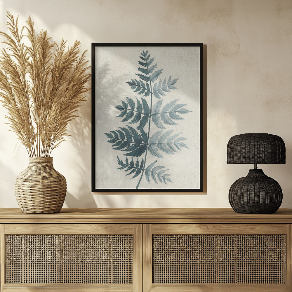 Teal watercolor fern 4 Poster