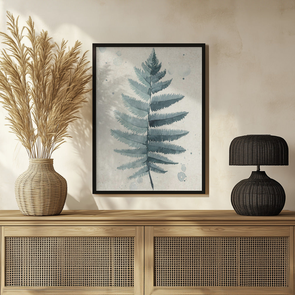 Teal watercolor fern 6 Poster