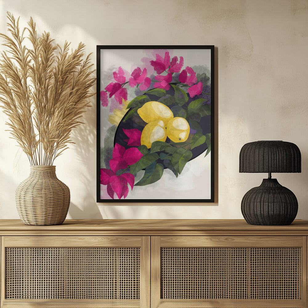 Bougainvillea and lemons Poster