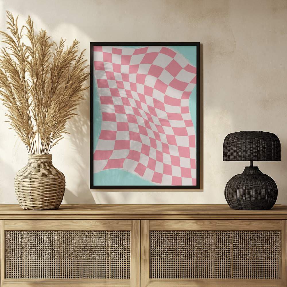 Pink Checker Cloth Poster