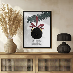 Meowrry Christmas bauble (black, white) Poster