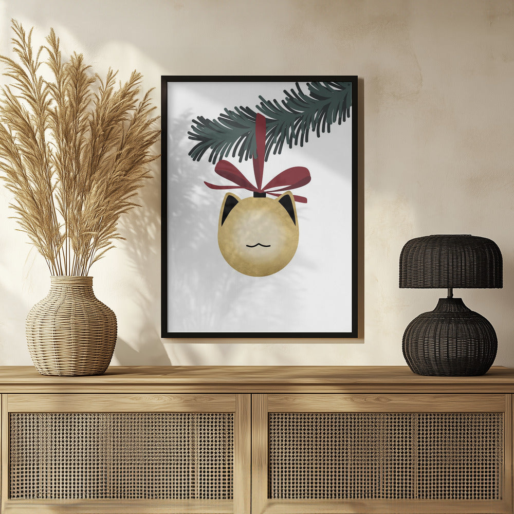 Meowrry bauble (gold white) Poster