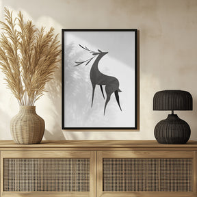 Stylized retro deer (grey) Poster