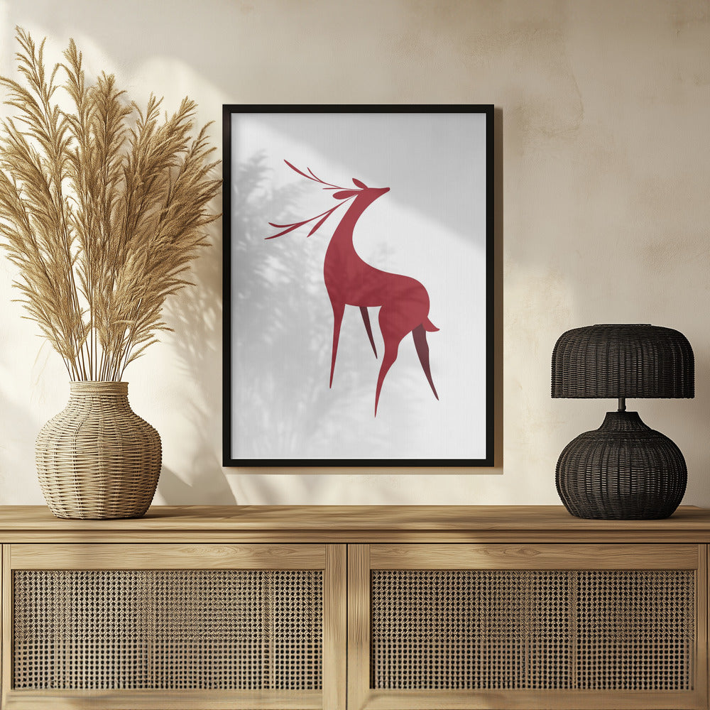 Stylized retro deer (red) Poster