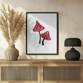 Iced mushrooms in red Poster