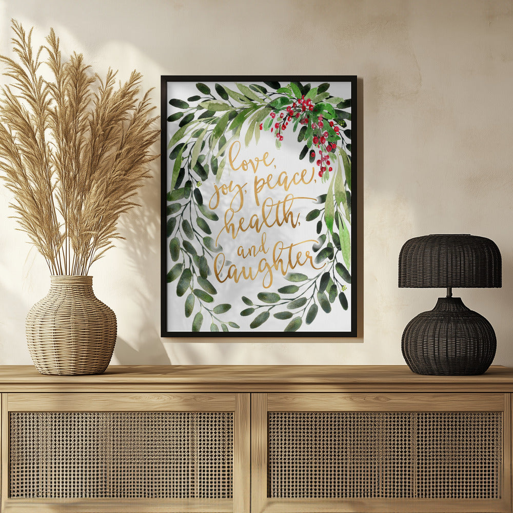 Holiday wishes with watercolor bouquet Poster