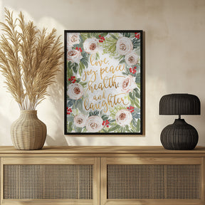 Holiday wishes with roses and berries Poster