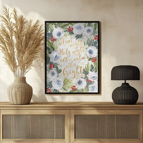 Silent night roses and holiday berries Poster