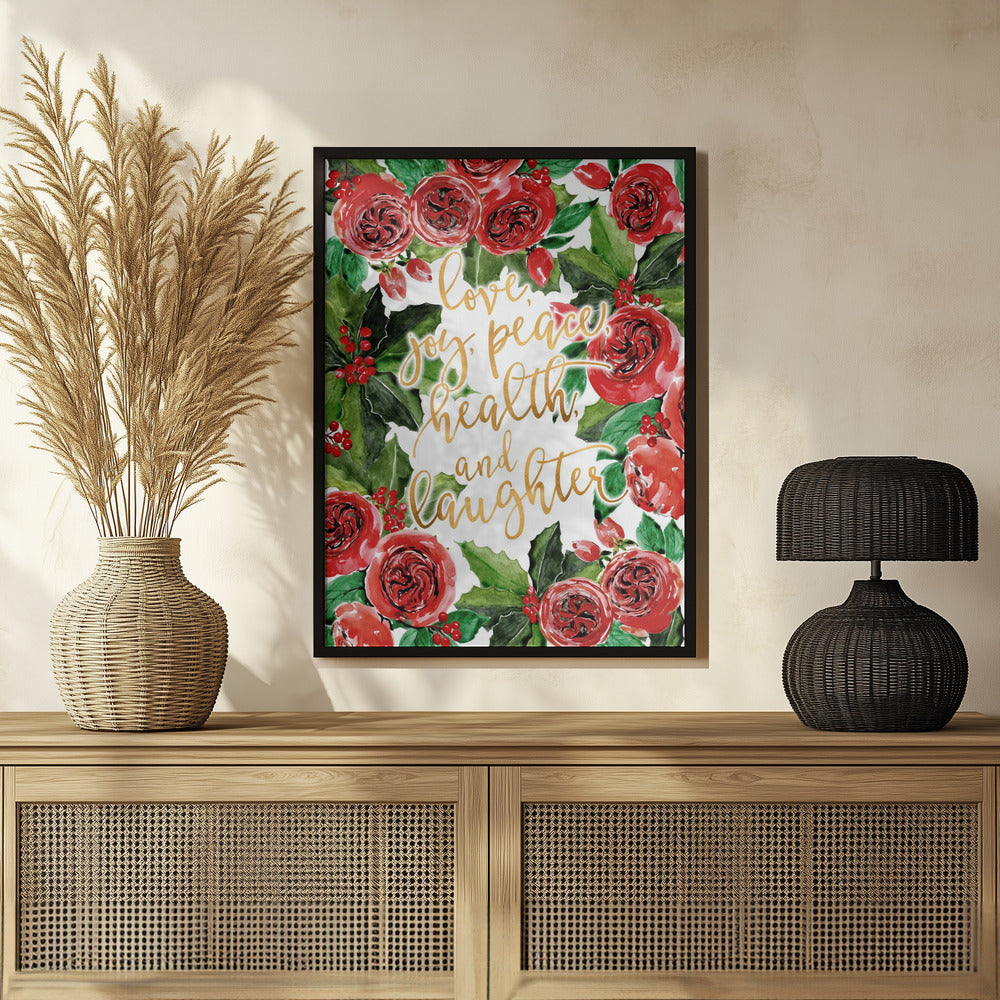 Best wishes holiday red roses Poster