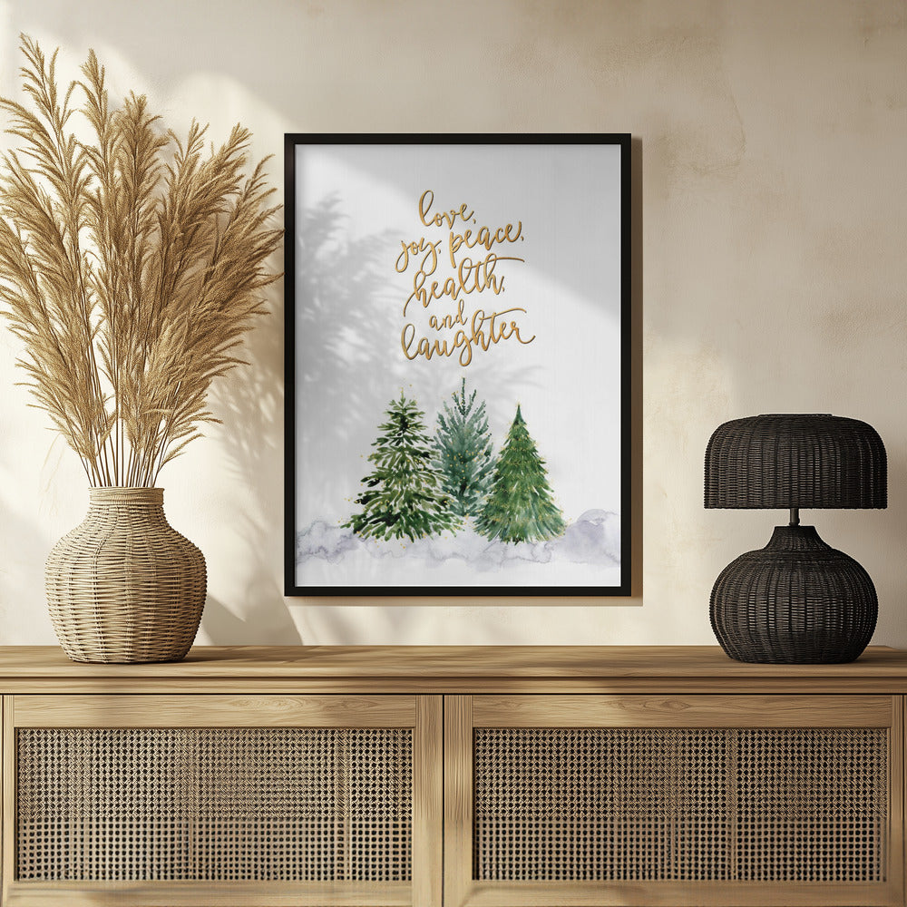 Christmas trees with holiday wishes Poster