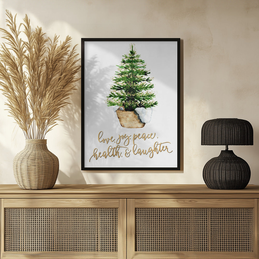 Cozy Christmas tree with holiday wishes Poster