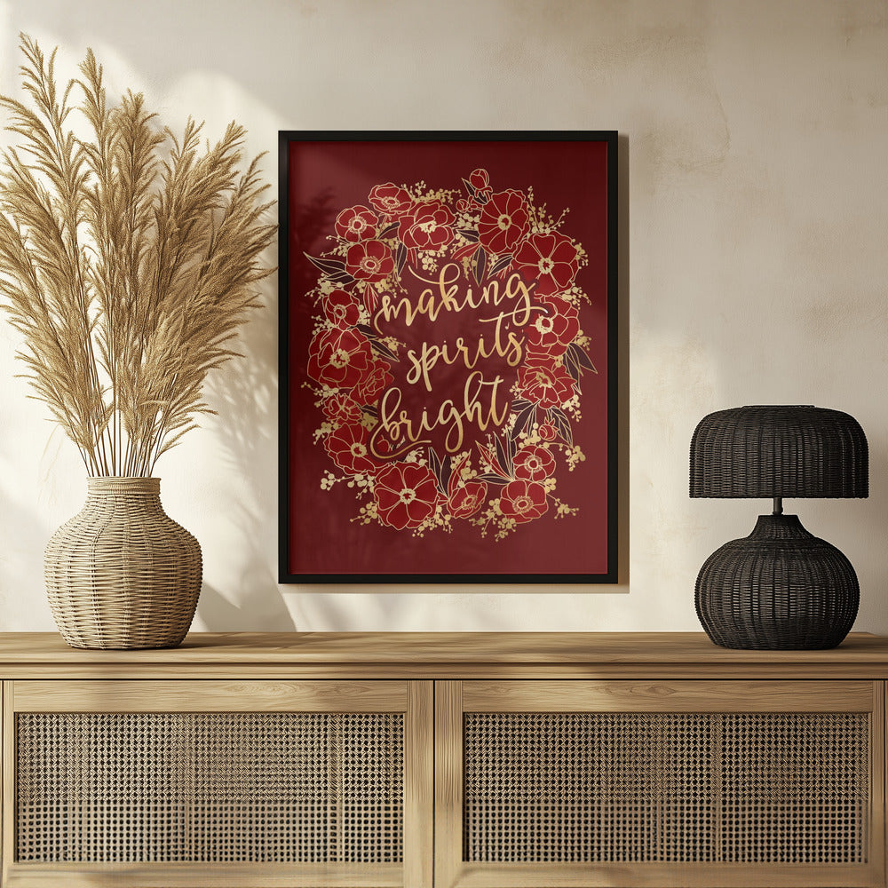 Making spirits bright - red Poster