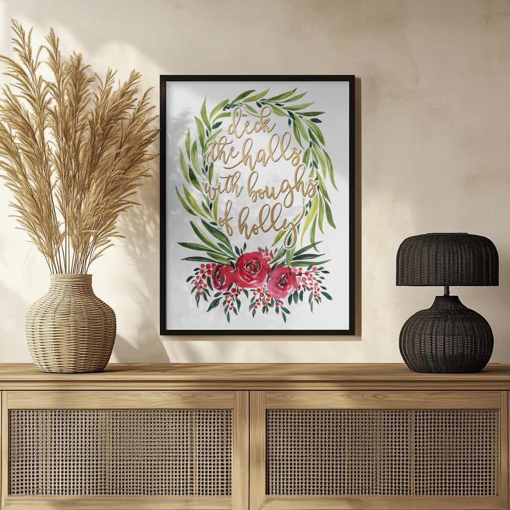 Floral wreath deck the halls Poster