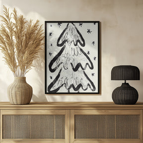 Christmas Tree And Snow (White) Poster