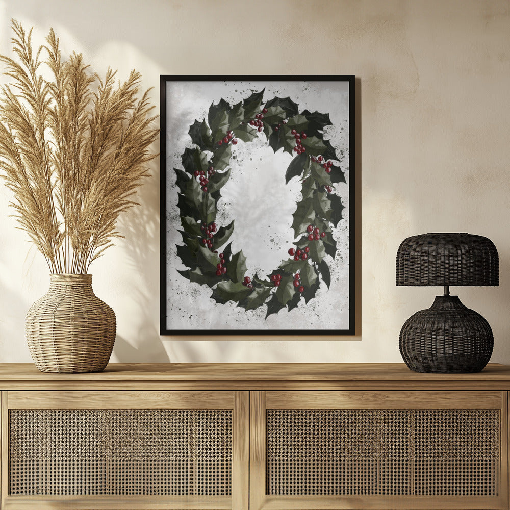 Splatters holly wreath Poster