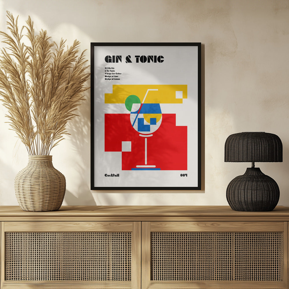 Gin &amp; Tonic Bauhaus Cocktail Poster