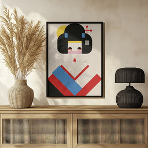 Geisha Girl Geometric Illustration Poster