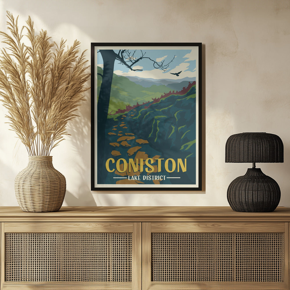 Coniston Lake District Travel Print Poster