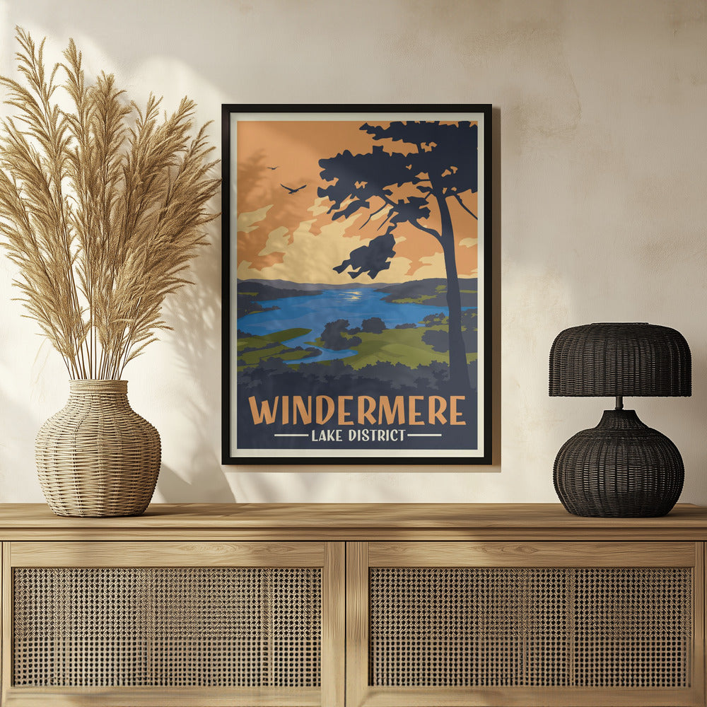 Windermere Lake District Travel Print Poster