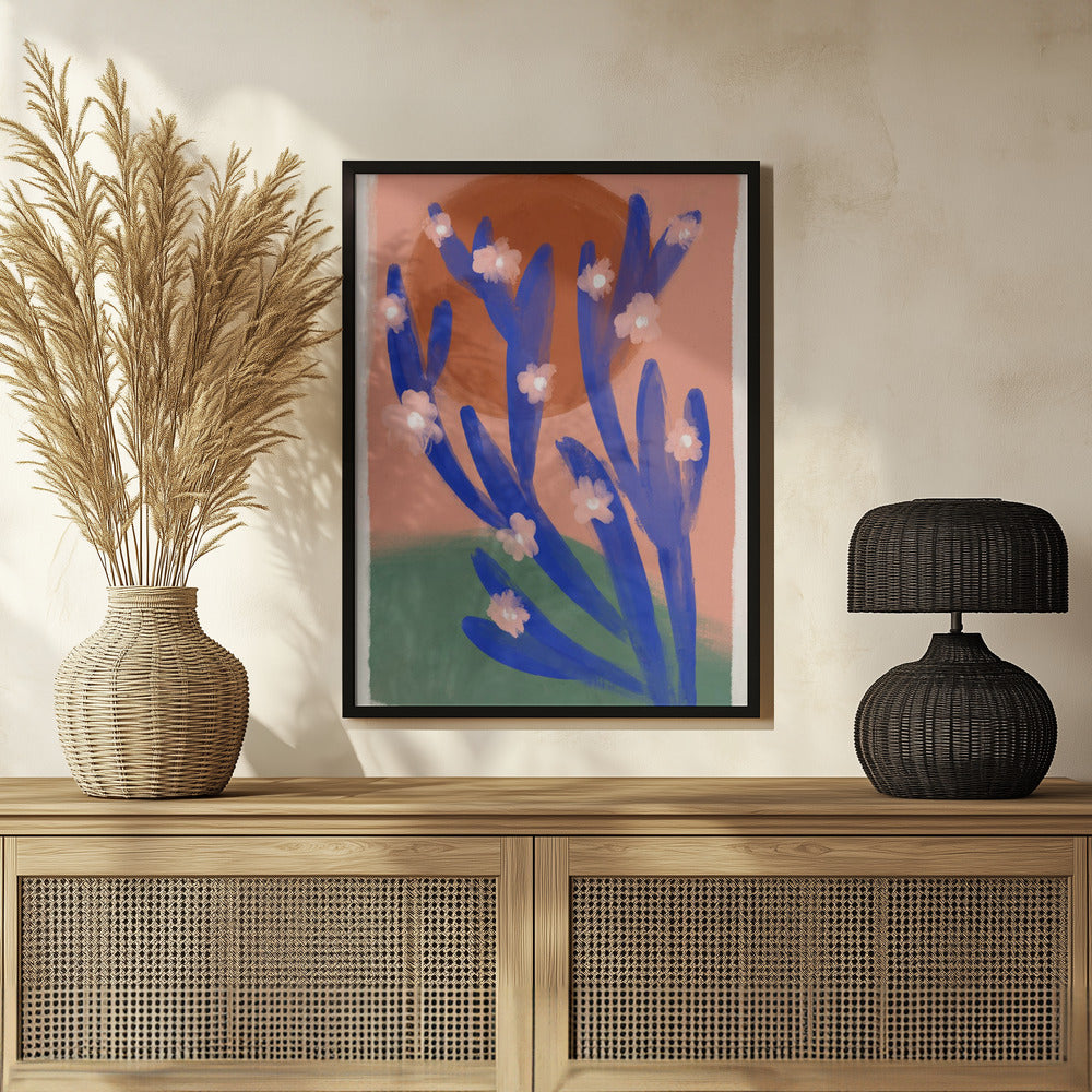 Blue Desert Cactus Poster