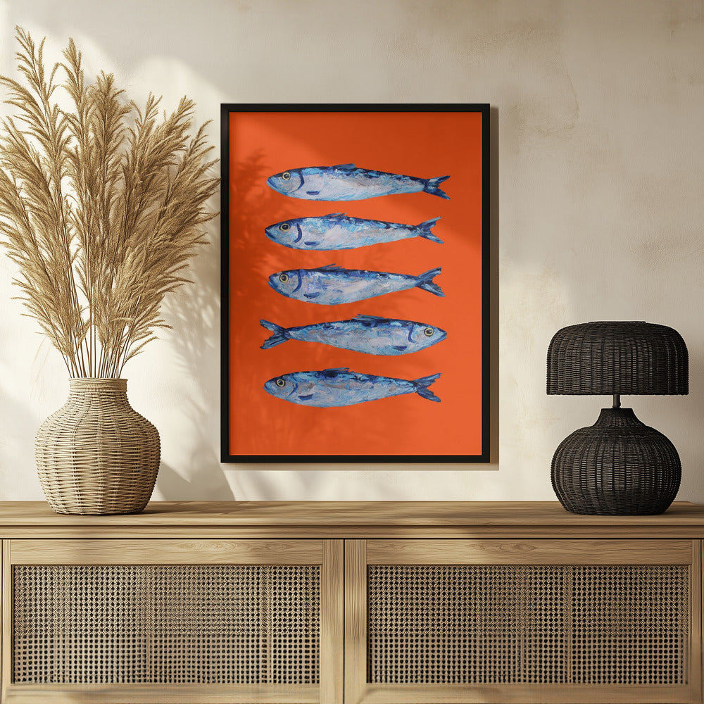 Sardines on Orange Poster