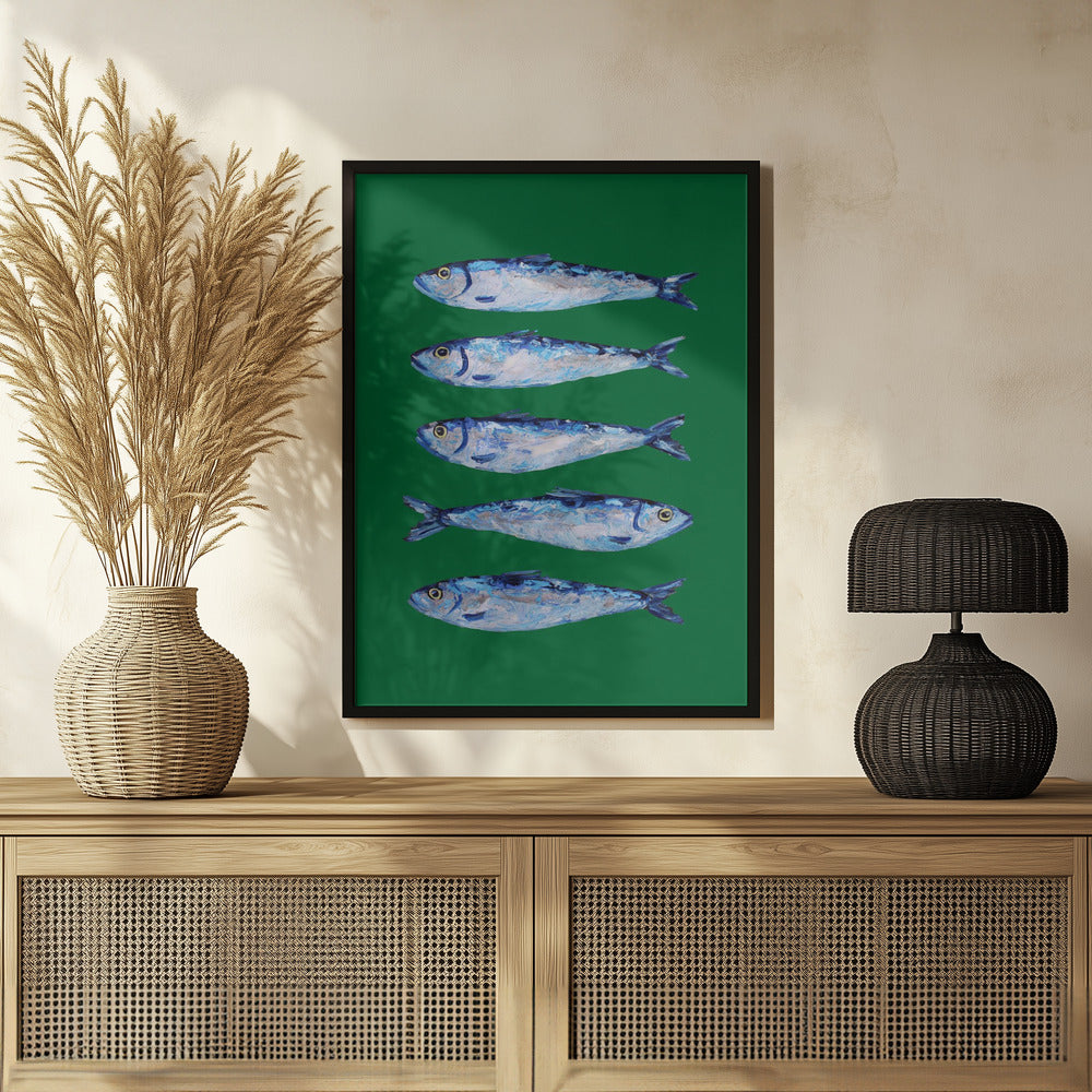 Sardines Forest Green Poster