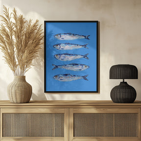 Sardines on Blue Poster