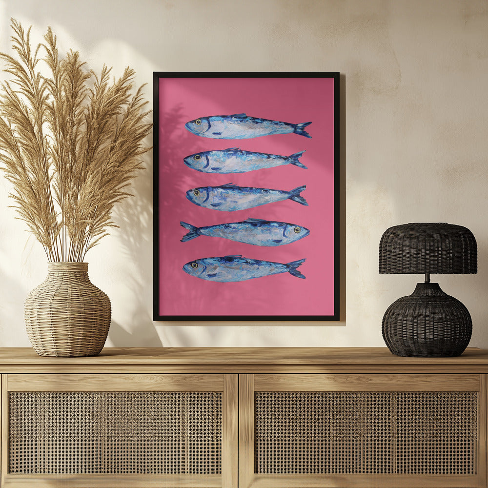 Sardines on Pink Poster