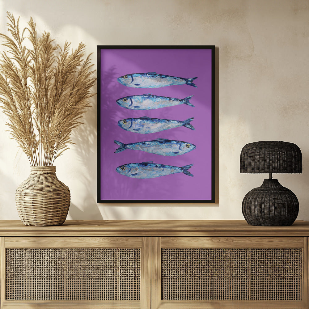 Sardines on Purple Poster