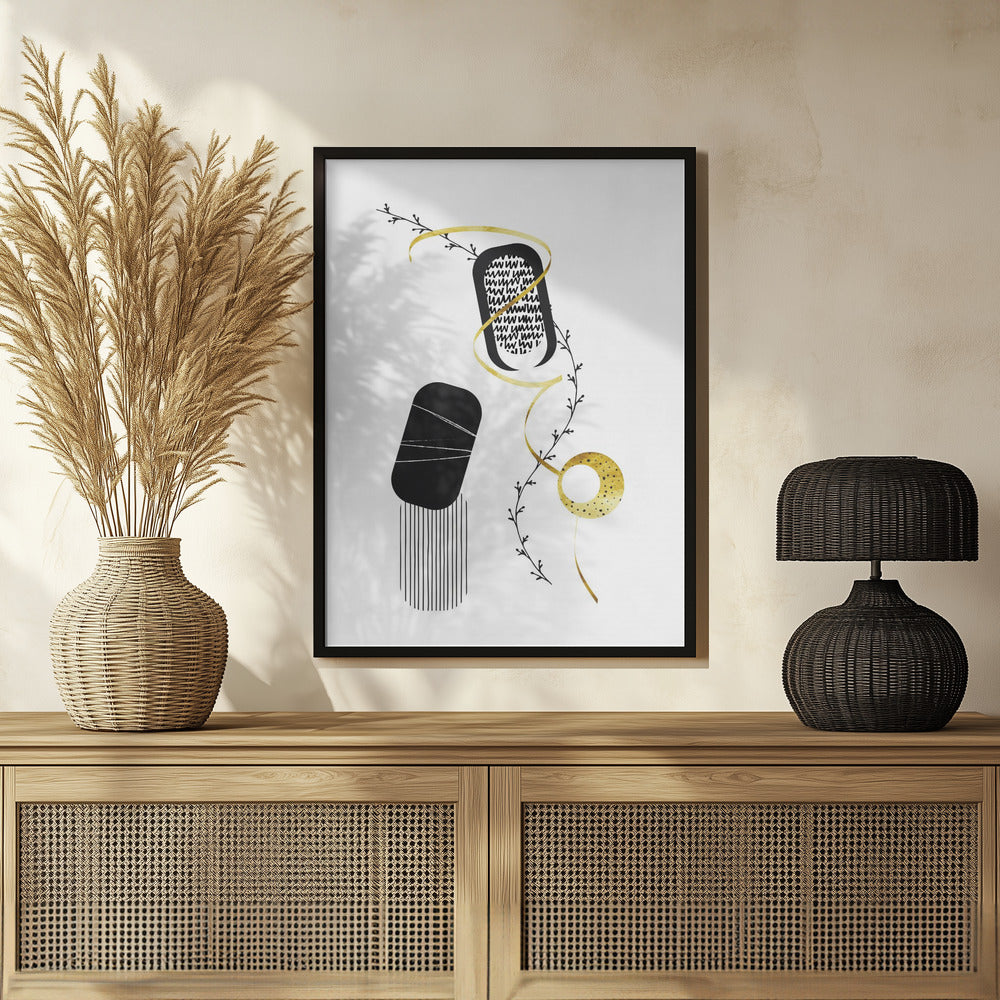 Black &amp; White Abstract No. 1 | gold Poster