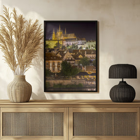 Prague Castle and St. Vitus Cathedral by night Poster