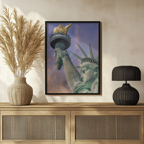 NEW YORK CITY Statue of Liberty at sunset Poster