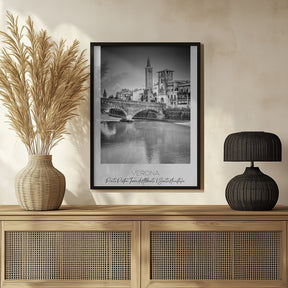 In focus: VERONA Ponte Pietra, Torre di Alberto &amp; Santa Anastasia Poster