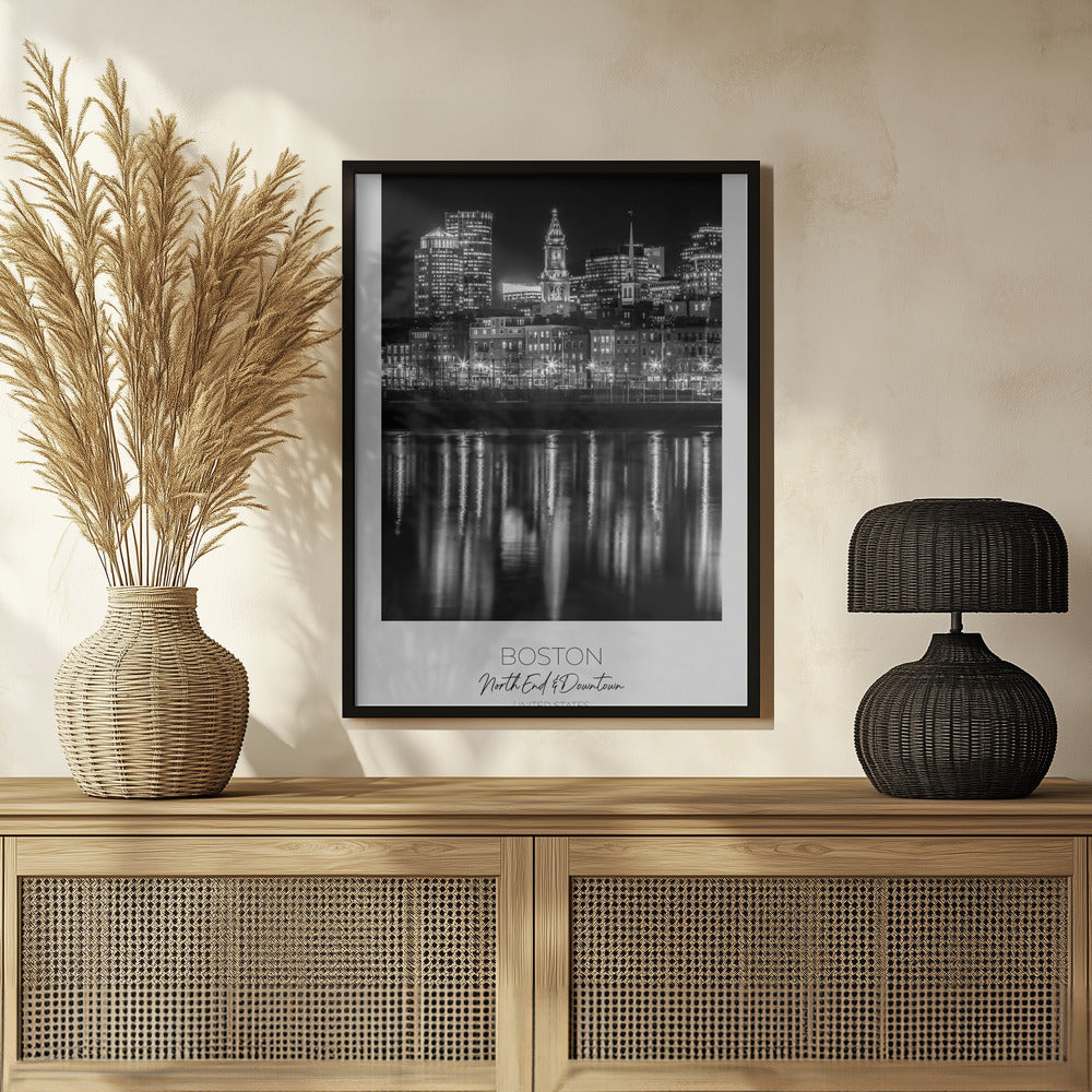 In focus: BOSTON Evening Skyline of North End Poster