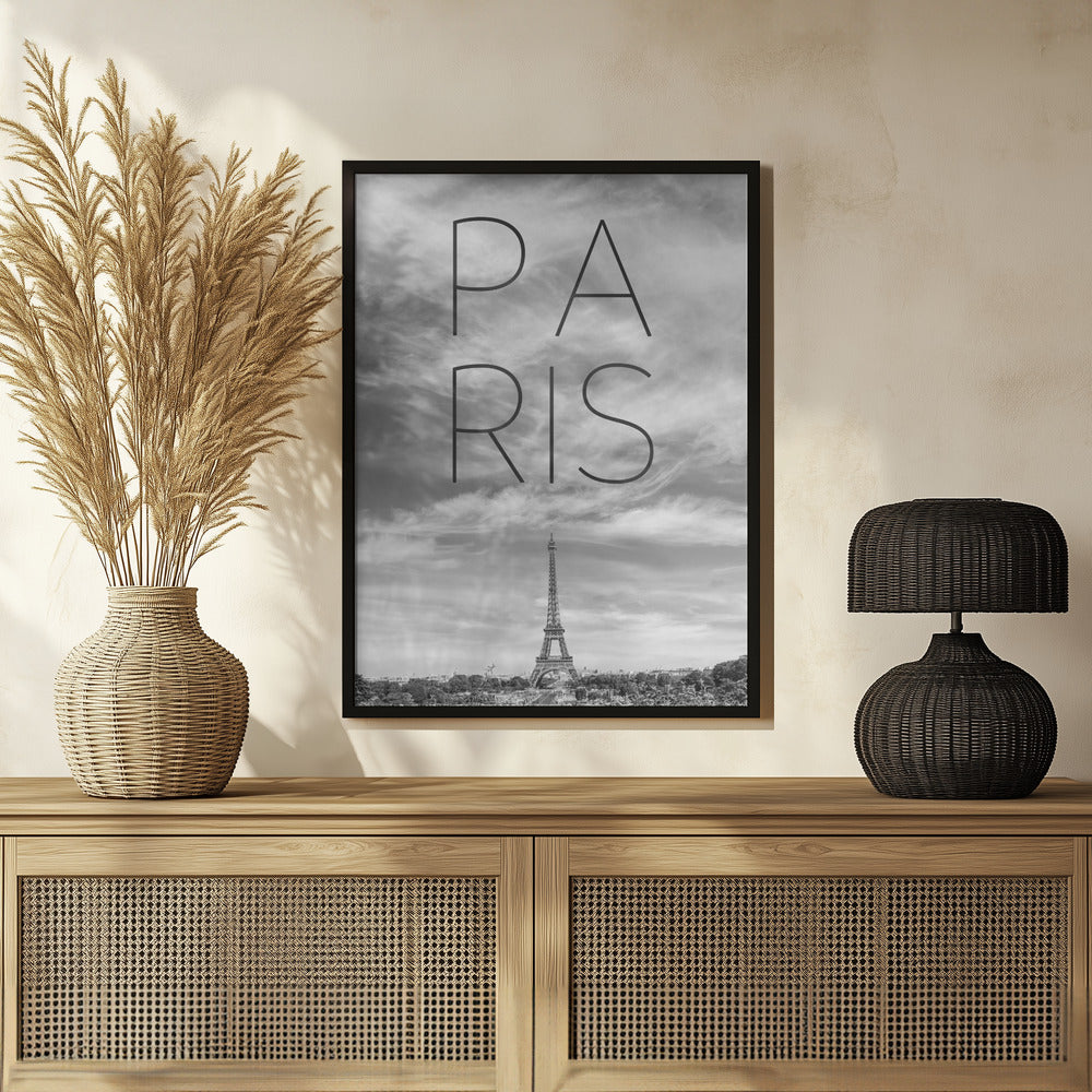 PARIS Eiffel Tower | Text &amp; Skyline Poster