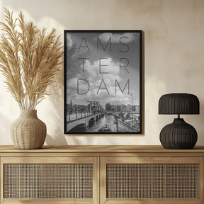 AMSTERDAM Magere Brug | Text &amp; Skyline Poster