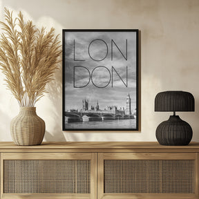 LONDON Westminster Bridge | Text &amp; Skyline Poster