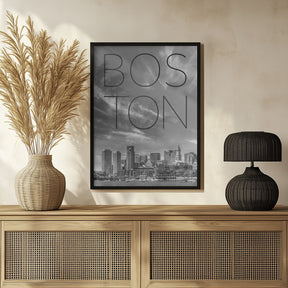 BOSTON Skyline Financial District &amp; North End | Text &amp; Skyline Poster