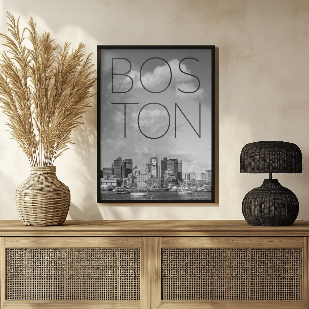 BOSTON Skyline North End &amp; Financial District | Text &amp; Skyline Poster