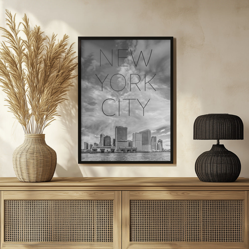 LOWER MANHATTAN and Whitehall Terminal | Text &amp; Skyline Poster