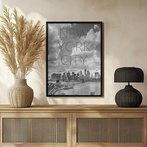 NYC Lower Manhattan &amp; Brooklyn Bridge | Text &amp; Skyline Poster