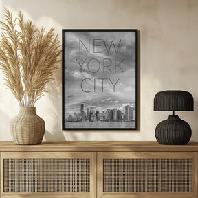 NYC Lower Manhattan &amp; Hudson River | Text &amp; Skyline Poster