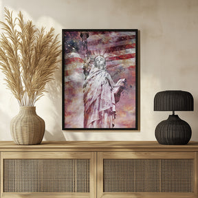 Modern Art STATUE OF LIBERTY - red Poster