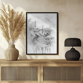 Monochrome Art VENICE Canal Grande | watercolor Poster