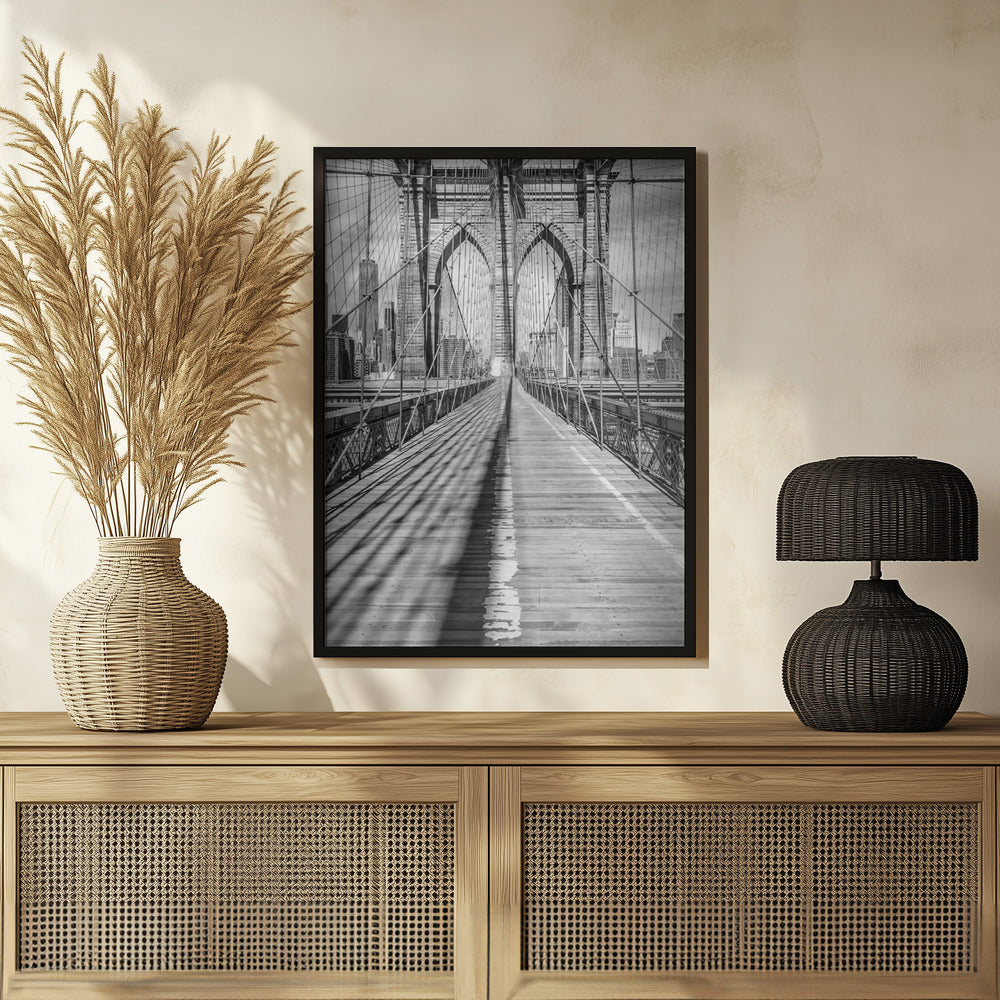 NEW YORK CITY Brooklyn Bridge - upright slim panorama Poster