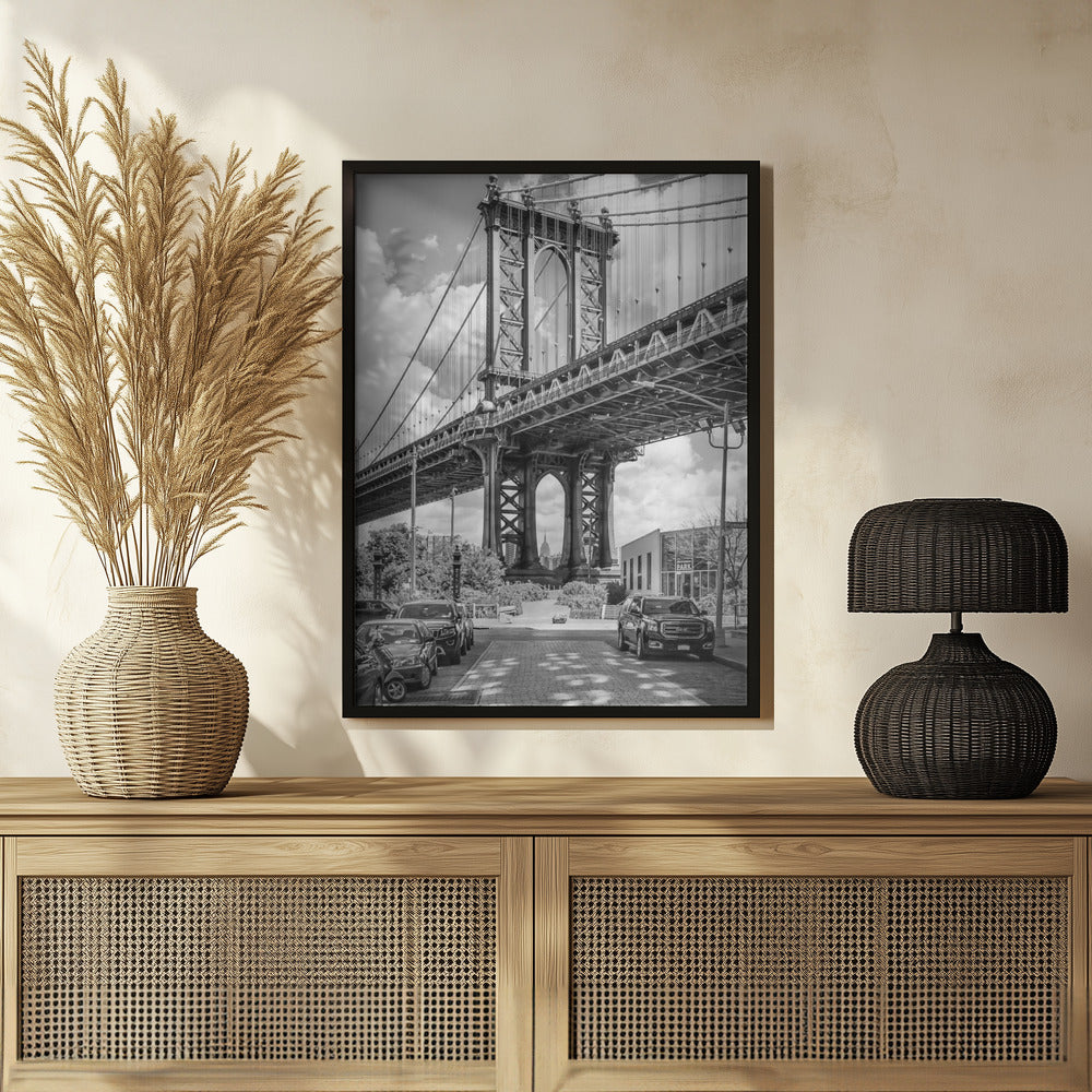 NEW YORK CITY Manhattan Bridge - upright slim panorama Poster