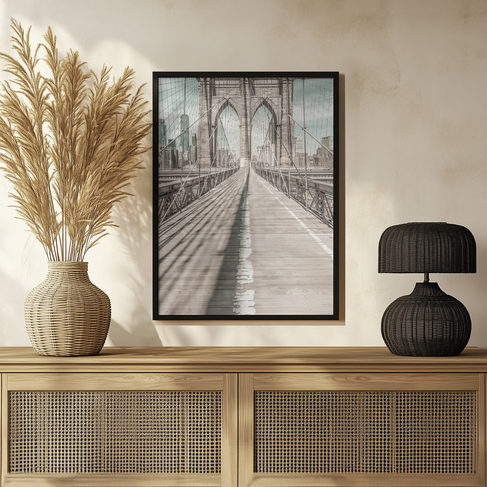 NYC Brooklyn Bridge Panorama | urban vintage style Poster