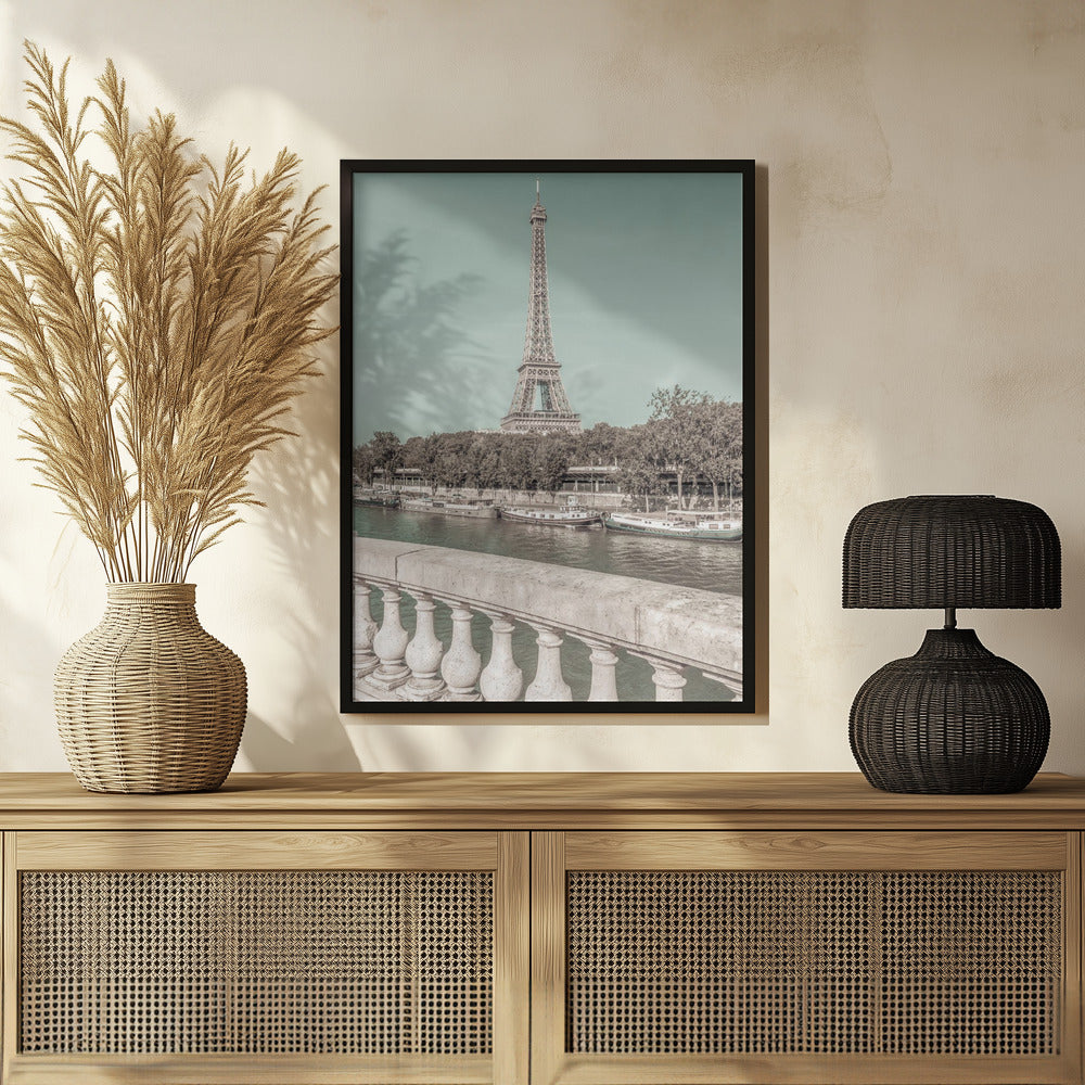 PARIS Eiffel Tower &amp; River Seine | urban vintage style Poster