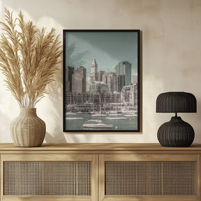 BOSTON Skyline North End &amp; Financial District | urban vintage style Poster