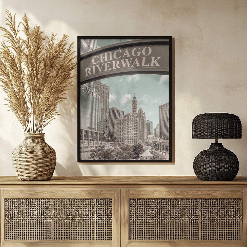 CHICAGO Riverwalk | urban vintage style Poster